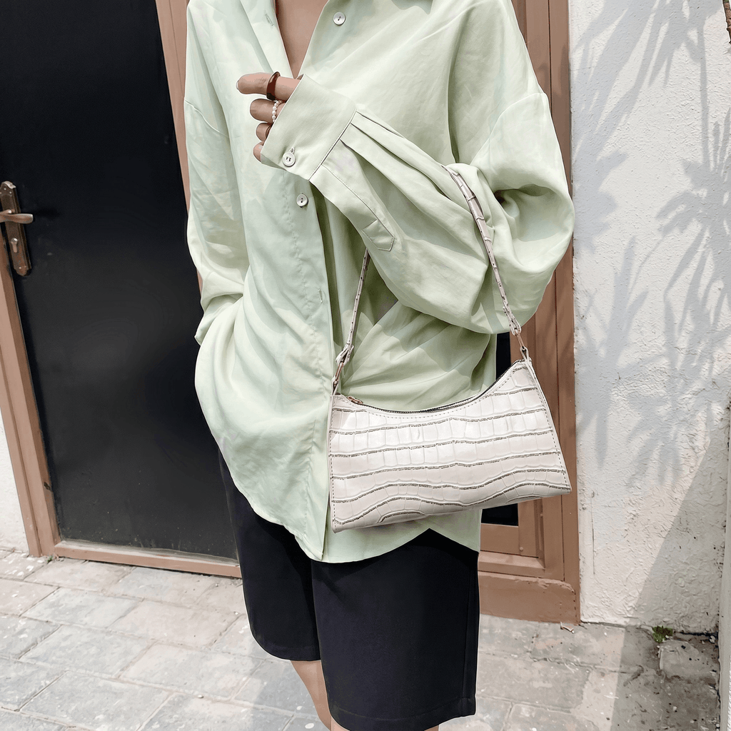 Porset - Crocodile Pattern Shoulder Bag