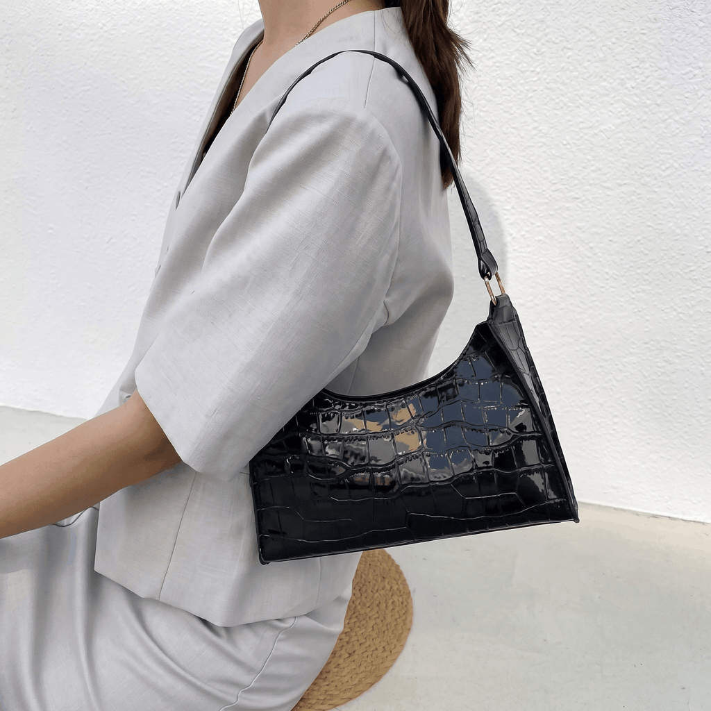 Porset - Crocodile Pattern Shoulder Bag